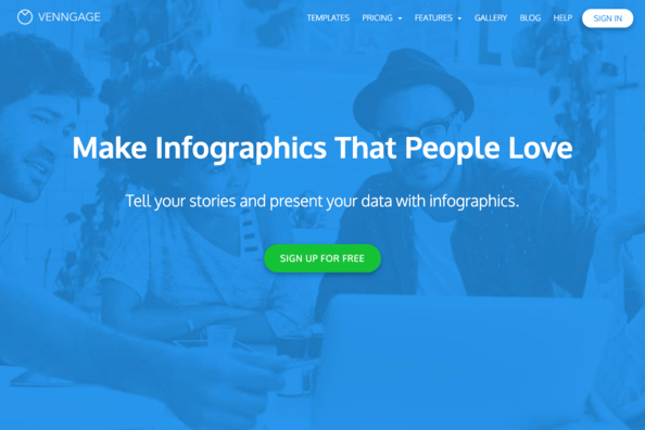 Venngage home page screenshot.