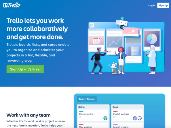 Trello home page screenshot.