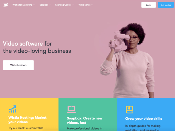 Wistia home page screenshot.