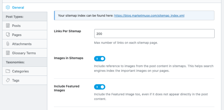 Rankmath sitemap settings.