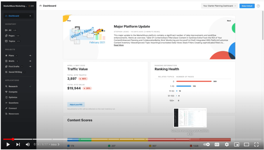 YouTube video example using chapters.