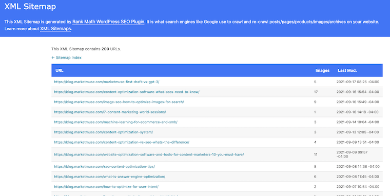 XML sitemap.